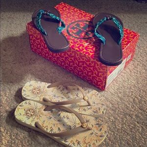 2 Tory Burch flip flops in one sale.